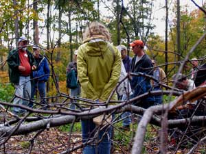 Discussion of beech management at a Beech Bark Disease removal area.